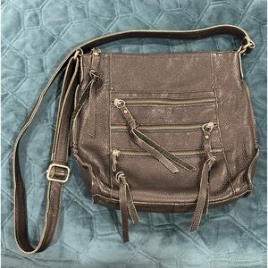 Lucky Brand black, pebble leather tassle style crossbody